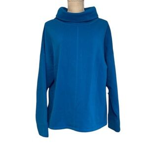 Ruby Ribbon Size L Funnel Neck Sweatshirt Pullover Top Long Sleeve Blue Zipper